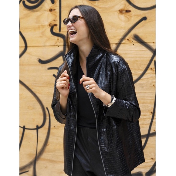 NWT DUETTE NYC Vegan Leather Embossed Jacket - "The Laight" - Picture 4 of 12